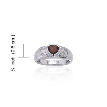 Celtic Silver Ring with Heart Gemstone TRI357 - Jewelry